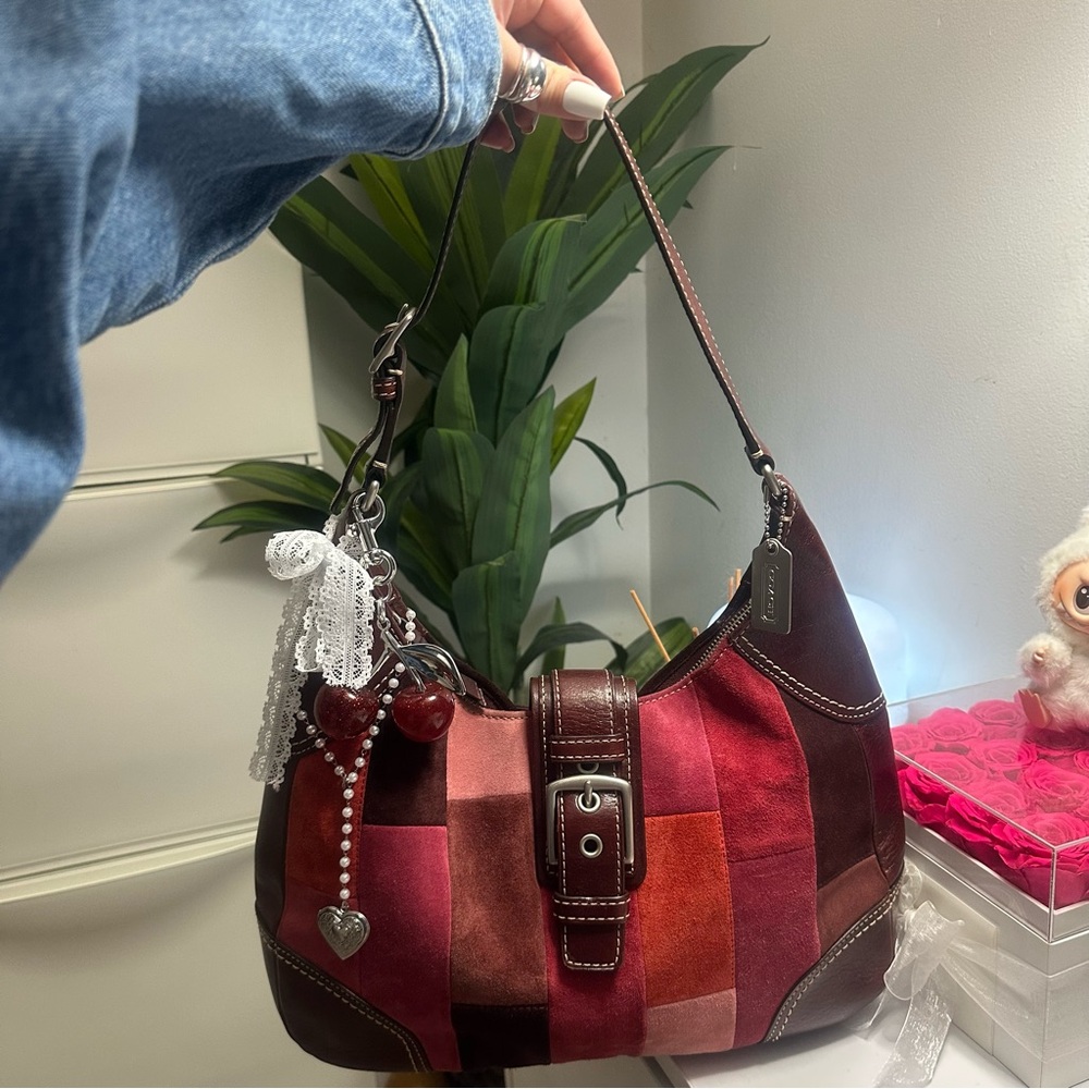 Coach Hampton Berry Suede Mosaic Hobo 🍒💋
